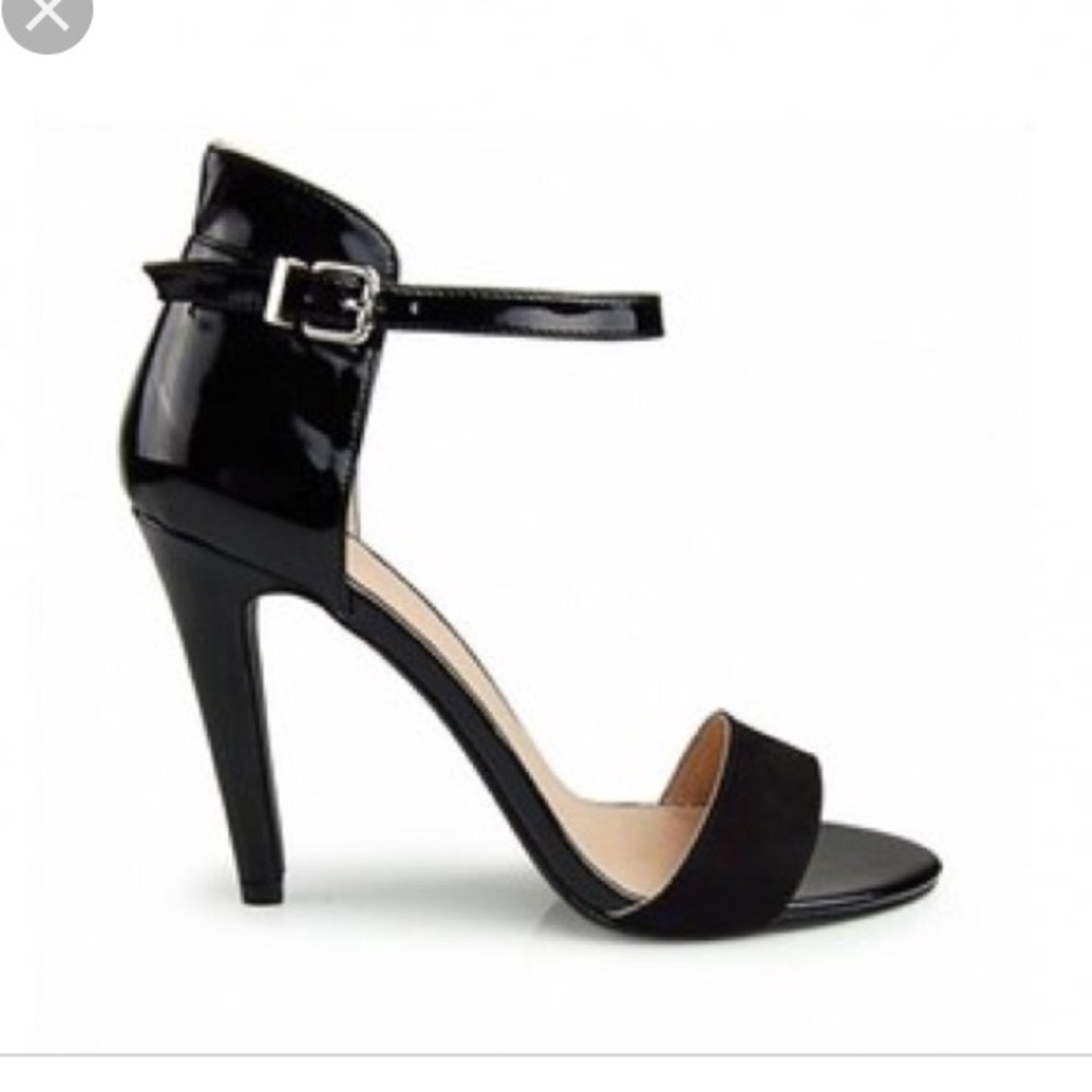 6.5 High heel sandal straps ankle peep toe blk